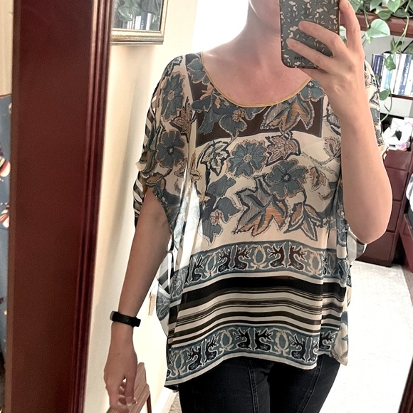 Clover Canyon Tops - Clover Canyon Top Blouse Abstract Print S sheer